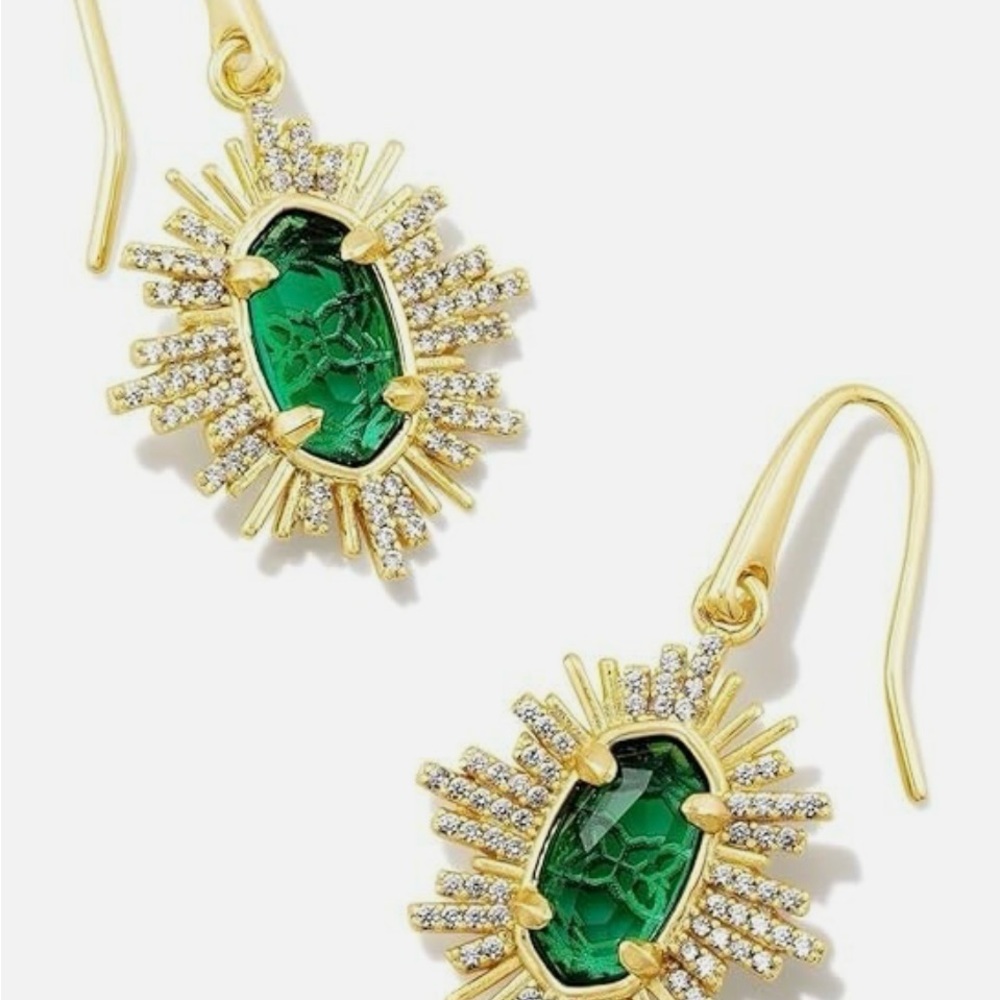 Kendra Scott Grayson Gold and Green Earrings